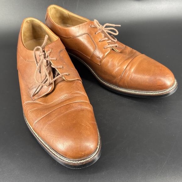 Cole Haan Shoes Men's 9.5 W Brown Leather Warren Cap Toe Derby Lace Up C20153 - Picture 11 of 12
